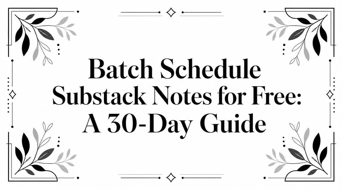 Batch Schedule Substack Notes for Free: A 30-Day Guide