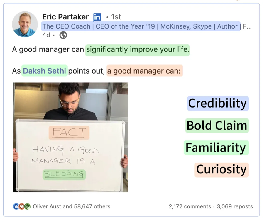 LinkedIn manager hook example screenshot